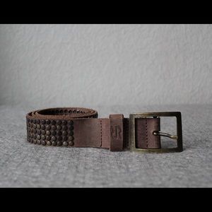 Riveted leather unisex brown metal punk rock belt